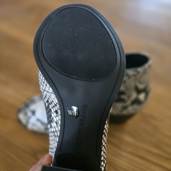 Lucky Brand Black and White Snakeskin Heeled Boots - Picture 6 of 6
